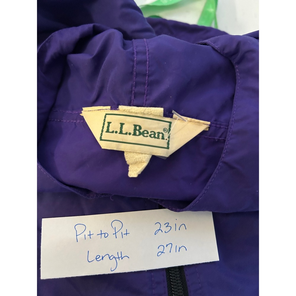 Vintage LL Bean Anorak Windbreaker Jacket Purple Half Zip Hooded Mens Large 90s - Picture 2 of 8